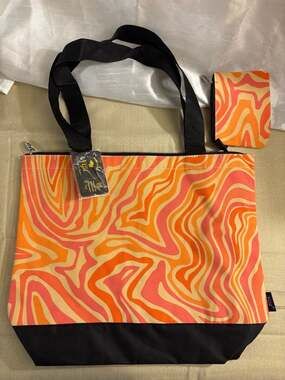 N Gil Retro Groovy Swirl Tote Bag and Coin Purse Set